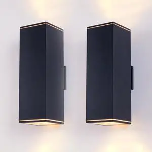 18in Modern Outdoor Porch Light Patio Light in 2 Lights with Aluminum Rectangular Tube and Tempered Glass Cover Waterproof Wall Sconce 2 Pack (Matte Black)(No Bulb) 18in Modern Outdoor Porch Light Patio Light in 2 Lights with Aluminum Rectangular Tube and Tempered Glass Cover Waterproof Wall Sconce 2 Pack (Matte Black)(No Bulb)