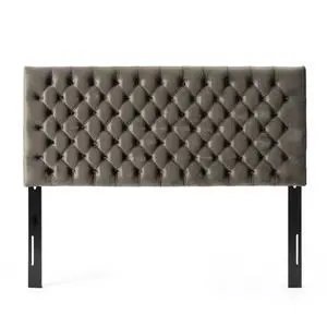 Tufted Upholstered Queen Size Bed Headboard In Modern Button Design, Adjustable Solid Wood Head Board, Solid Wood Head Board With Durable Metal Legs In Bedroom Tufted Upholstered Queen Size Bed Headboard In Modern Button Design, Adjustable Solid Wood Head Board, Solid Wood Head Board With Durable Metal Legs In Bedroom
