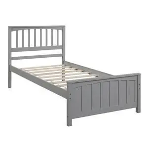 Wood Platform Bed Twin Size Platform Bed, Gray Wood Platform Bed Twin Size Platform Bed, Gray