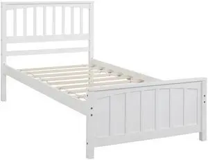 Wood Platform Bed Twin Size Platform Bed, White(Old Sku:Wf190776Aak Less Two Center Support Legs) Wood Platform Bed Twin Size Platform Bed, White(Old Sku:Wf190776Aak Less Two Center Support Legs)