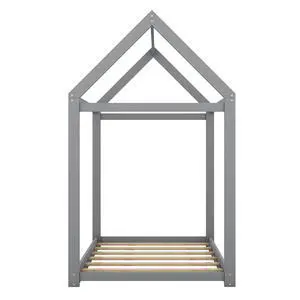 Twin Size Wooden House Bed, Gray Twin Size Wooden House Bed, Gray