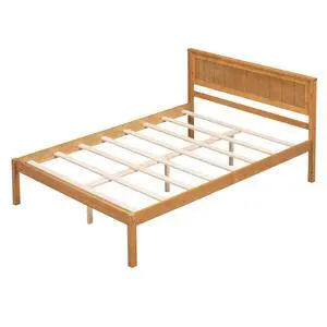Platform Bed Frame With Headboard, Wood Slat Support, No Box Spring Needed, Full, Oak Platform Bed Frame With Headboard, Wood Slat Support, No Box Spring Needed, Full, Oak