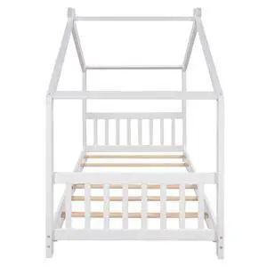 Twin Size House Platform Bed With Headboard And Footboard,Roof Design,White Twin Size House Platform Bed With Headboard And Footboard,Roof Design,White