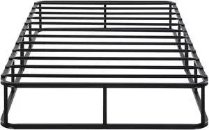 Twin Mattress Foundation 1Pc Black Metal Frame With Textured Fabric Cover Twin Mattress Foundation 1Pc Black Metal Frame With Textured Fabric Cover