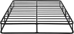 Queen Mattress Foundation 1Pc Black Metal Frame With Textured Fabric Cover Queen Mattress Foundation 1Pc Black Metal Frame With Textured Fabric Cover