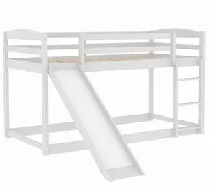 Twin Over Twin Bunk Bed With Convertible Slide And Ladder , White(Old Sku:Wf281725Aak) Twin Over Twin Bunk Bed With Convertible Slide And Ladder , White(Old Sku:Wf281725Aak)