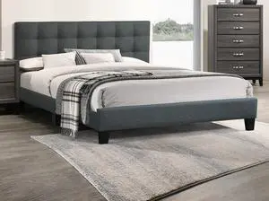 Modern 1Pc Queen Size Bed Charcoal Polyfiber Tufted Headboard Platform Bedframe Bedroom Furniture Modern 1Pc Queen Size Bed Charcoal Polyfiber Tufted Headboard Platform Bedframe Bedroom Furniture