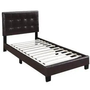 1Pc Twin Size Bed Faux Leather Rectangle Headboard Brown Finish Bedroom Furniture 1Pc Twin Size Bed Faux Leather Rectangle Headboard Brown Finish Bedroom Furniture