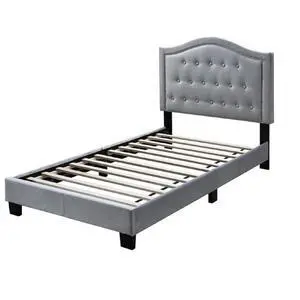 European Style 1Pc Twin Size Bed Button Tufted Headboard Gray Finish Bedroom Furniture European Style 1Pc Twin Size Bed Button Tufted Headboard Gray Finish Bedroom Furniture