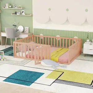 Full Size Wood Daybed Frame With Fence, Natural(Old Sku:Wf289662Aam) Full Size Wood Daybed Frame With Fence, Natural(Old Sku:Wf289662Aam)