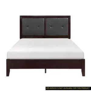 Espresso Finish 1Pc Queen Size Bed Faux Leather Upholstered Button-Tufted Headboard Contemporary Design Bedroom Furniture Espresso Finish 1Pc Queen Size Bed Faux Leather Upholstered Button-Tufted Headboard Contemporary Design Bedroom Furniture