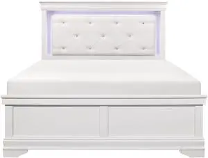Traditional Design White Finish 1pc Queen Size Bed Button-Tufted Upholstered LED Headboard Faux Alligator Embossed Panels Traditional Design White Finish 1pc Queen Size Bed Button-Tufted Upholstered LED Headboard Faux Alligator Embossed Panels