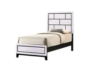 Cotemporary White Finish Twin Size Panel Low-Profile Youth Kids Bed Geometric Design Wooden Bedroom Furniture Cotemporary White Finish Twin Size Panel Low-Profile Youth Kids Bed Geometric Design Wooden Bedroom Furniture