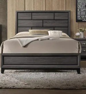 Cotemporary Gray Finish Queen Size Panel Low-Profile Bed Geometric Design Wooden Bedroom Furniture Cotemporary Gray Finish Queen Size Panel Low-Profile Bed Geometric Design Wooden Bedroom Furniture