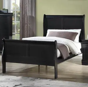 Louis Phillipe Brown Cherry Finish Twin Size Youth Panel Sleigh Bed Solid Wood Wooden Bedroom Furniture Louis Phillipe Brown Cherry Finish Twin Size Youth Panel Sleigh Bed Solid Wood Wooden Bedroom Furniture