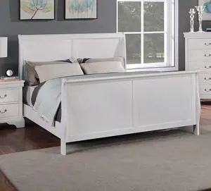Modern 1Pc Queen Size Bed Bedroom Furniture Sleigh Design Headboard Footboard Plywood 1Pc Bedframe White Color Modern 1Pc Queen Size Bed Bedroom Furniture Sleigh Design Headboard Footboard Plywood 1Pc Bedframe White Color