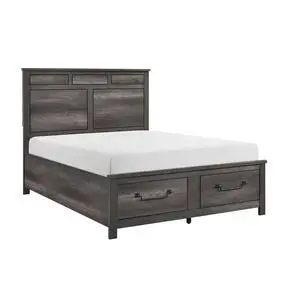 1Pc Gray Finish Queen Platform Bed With Footboard Storage Wooden Furniture Traditional Design 1Pc Gray Finish Queen Platform Bed With Footboard Storage Wooden Furniture Traditional Design