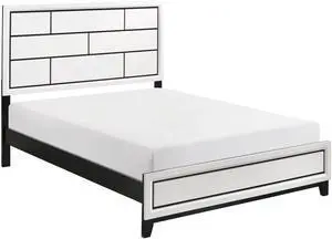Modern Contemporary White Finish Full Bed 1Pc Wooden Bedroom Furniture Black Line Design Modern Contemporary White Finish Full Bed 1Pc Wooden Bedroom Furniture Black Line Design
