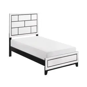 Modern Contemporary White Finish Twin Size Bed 1Pc Wooden Bedroom Furniture Black Line Design Modern Contemporary White Finish Twin Size Bed 1Pc Wooden Bedroom Furniture Black Line Design