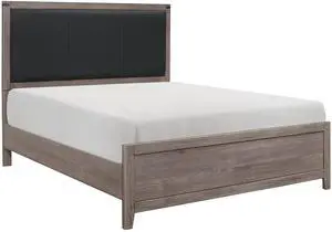 Brownish Gray Finish Full Size Panel Bed 1pc Faux Leather Upholstered Headboard Industrial Design Bedroom Furniture Brownish Gray Finish Full Size Panel Bed 1pc Faux Leather Upholstered Headboard Industrial Design Bedroom Furniture