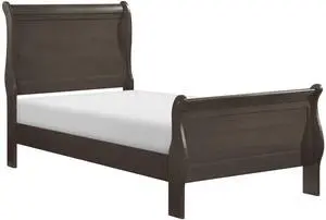 Classic Louis Philipe Style Twin Size Bed 1Pc Traditional Design Bedroom Furniture Stained Gray Finish Bed Classic Louis Philipe Style Twin Size Bed 1Pc Traditional Design Bedroom Furniture Stained Gray Finish Bed