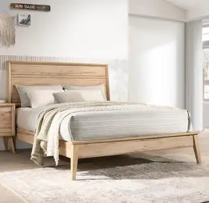 Classic Style Queen Bed Natural Oak Finish Wooden Bedroom Furniture 1Pc, Mid-Century Modern Design Classic Style Queen Bed Natural Oak Finish Wooden Bedroom Furniture 1Pc, Mid-Century Modern Design
