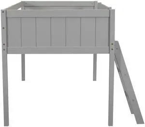 Twin Size Wood Low Loft Bed With Ladder, Ladder Can Be Placed On The Left Or Right, Gray Twin Size Wood Low Loft Bed With Ladder, Ladder Can Be Placed On The Left Or Right, Gray