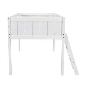 Twin Size Wood Low Loft Bed With Ladder, Ladder Can Be Placed On The Left Or Right, White Twin Size Wood Low Loft Bed With Ladder, Ladder Can Be Placed On The Left Or Right, White