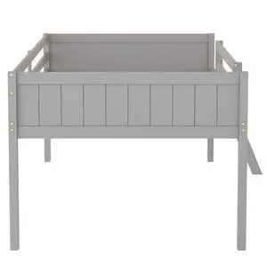 Full Size Wood Low Loft Bed With Ladder, Ladder Can Be Placed On The Left Or Right, Gray (Old Sku:Gx000366Aae) Full Size Wood Low Loft Bed With Ladder, Ladder Can Be Placed On The Left Or Right, Gray (Old Sku:Gx000366Aae)