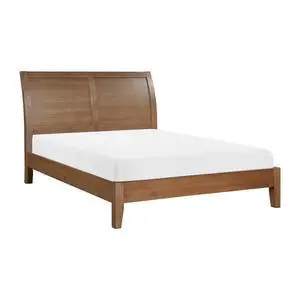 Transitional Bedroom Furniture 1Pc Queen Platform Bed Light Brown Finish Sleigh Headboard Transitional Bedroom Furniture 1Pc Queen Platform Bed Light Brown Finish Sleigh Headboard