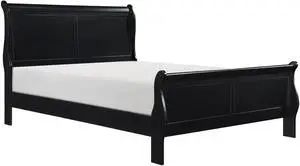 1Pc Black Finish Full Size Bed Traditional Louis Philippe Style Wooden Bedroom Furniture 1Pc Black Finish Full Size Bed Traditional Louis Philippe Style Wooden Bedroom Furniture