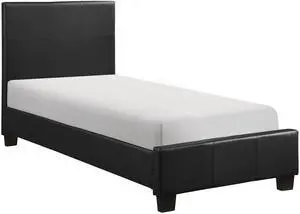 Contemporary Twin Platform Bed 1Pc Durable Black Faux Leather Bedroom Furniture Contemporary Twin Platform Bed 1Pc Durable Black Faux Leather Bedroom Furniture