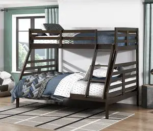 Twin Over Full Bunk Bed 1Pc Classic Dark Brown Finish Youth Bedroom Furniture Durable Wood Twin Over Full Bunk Bed 1Pc Classic Dark Brown Finish Youth Bedroom Furniture Durable Wood
