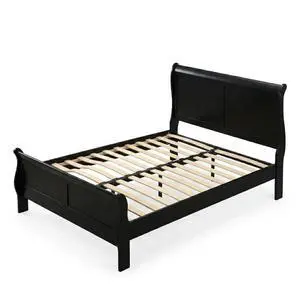 Queen Size Bed Black Louis Phillipe Solidwood 1Pc Bed Bedroom Sleigh Bed Contemporary Style Queen Size Bed Black Louis Phillipe Solidwood 1Pc Bed Bedroom Sleigh Bed Contemporary Style