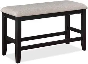 Farmhouse Style 1pc Black Light Gray Counter Height Bench Footrest Upholstered Seat Wooden Furniture Farmhouse Style 1pc Black Light Gray Counter Height Bench Footrest Upholstered Seat Wooden Furniture