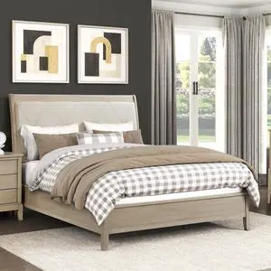 Classic Farmhouse Style Full Bed Upholstered Headboard Beige Finish Wooden Bedroom Furniture 1pc Classic Farmhouse Style Full Bed Upholstered Headboard Beige Finish Wooden Bedroom Furniture 1pc