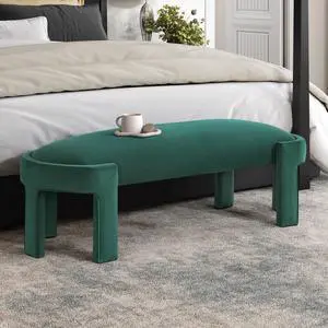 Stylish Upholstered Bench Green Velvet Fabric Foam Cushioned Seat Luxurious Comfort Home Furniture 1pc Durable Plywood Frame Entryway Bench Stylish Upholstered Bench Green Velvet Fabric Foam Cushioned Seat Luxurious Comfort Home Furniture 1pc Durable Plywood Frame Entryway Bench