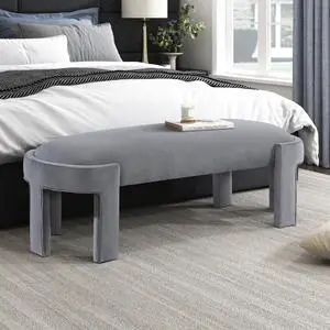 Stylish Upholstered Bench Gray Velvet Fabric Foam Cushioned Seat Luxurious Comfort Home Furniture 1pc Durable Plywood Frame Entryway Bench Stylish Upholstered Bench Gray Velvet Fabric Foam Cushioned Seat Luxurious Comfort Home Furniture 1pc Durable Plywood Frame Entryway Bench