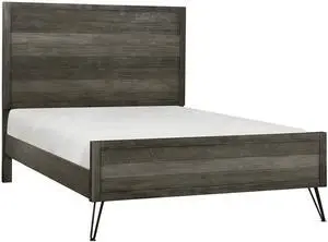 Contemporary Full Bed Solid Acacia Wood Metal Legs Slat Design Paneling 3-Tone Gray Finish Bedroom Furniture 1Pc Contemporary Full Bed Solid Acacia Wood Metal Legs Slat Design Paneling 3-Tone Gray Finish Bedroom Furniture 1Pc