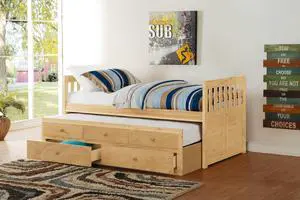 Twin/Twin Trundle Bed With Storage Drawers Natural Pine Finish Wooden Bedroom Furniture 1Pc Captain Bed Twin/Twin Trundle Bed With Storage Drawers Natural Pine Finish Wooden Bedroom Furniture 1Pc Captain Bed