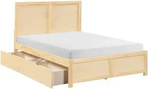 Contemporary Full Size Platform Bed With Storage Boxes Sleek Design Natural Pine Finish Wooden Bedroom Furniture 1Pc Contemporary Full Size Platform Bed With Storage Boxes Sleek Design Natural Pine Finish Wooden Bedroom Furniture 1Pc