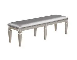 1-Pc Modern Glam Long Bench Upholstered Seat Sparkling Embellishments Silver Gray Finish Furniture Bedroom Living Room Dining Room 1-Pc Modern Glam Long Bench Upholstered Seat Sparkling Embellishments Silver Gray Finish Furniture Bedroom Living Room Dining Room