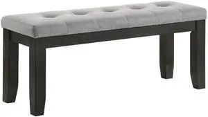1Pc Contemporary Style Bench Gray Fabric Upholstery Tufted Tapered Wood Legs Bedroom Living Room Dining Room Furniture Wheat Charcoal Finish 1Pc Contemporary Style Bench Gray Fabric Upholstery Tufted Tapered Wood Legs Bedroom Living Room Dining Room Furniture Wheat Charcoal Finish