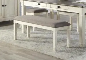 Antique White Finish 1pc 48-inch Bench Upholstered Seat Textured Fabric Wooden Dining Kitchen Furniture Antique White Finish 1pc 48-inch Bench Upholstered Seat Textured Fabric Wooden Dining Kitchen Furniture