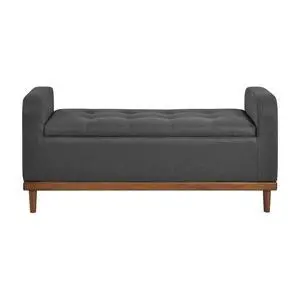 Mid-Century Modern Lift Top Storage Bench 1pc Tufted Dark Gray Upholstered Solid Wood Walnut Finish Wooden Furniture Mid-Century Modern Lift Top Storage Bench 1pc Tufted Dark Gray Upholstered Solid Wood Walnut Finish Wooden Furniture