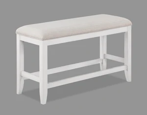 1Pc Transitional White Finish Fabric Upholstered Counter-Height Dining Bench 1Pc Transitional White Finish Fabric Upholstered Counter-Height Dining Bench