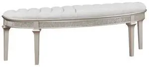 Curved Fabric Upholstered Bench, Silver Oak and Ivory Curved Fabric Upholstered Bench, Silver Oak and Ivory