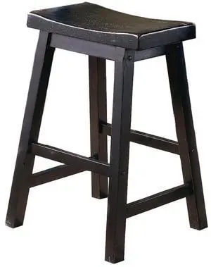 Wooden 24" Counter Height Stool with Saddle Seat, Black, Set of 2 Wooden 24" Counter Height Stool with Saddle Seat, Black, Set of 2