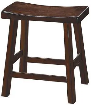 Wooden 18" Counter Height Stool with Saddle Seat, Distressed Cherry, Set Of 2 Wooden 18" Counter Height Stool with Saddle Seat, Distressed Cherry, Set Of 2