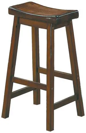 Wooden 29" Counter Height Stool with Saddle Seat, Distressed Cherry, Set Of 2 Wooden 29" Counter Height Stool with Saddle Seat, Distressed Cherry, Set Of 2
